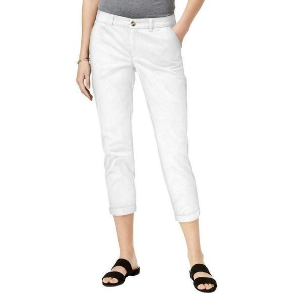Maison Jules Cuff Ankle‎ Mid Rise White Pants